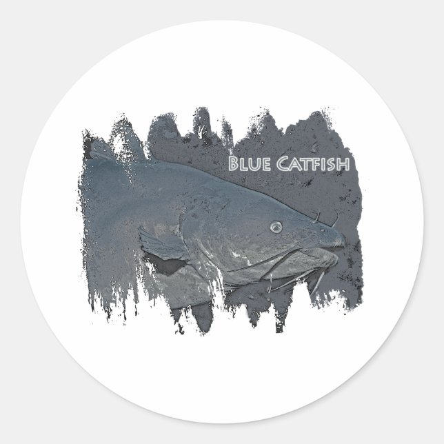 Pegatina Redonda Logo de Blue Catfish (Anverso)