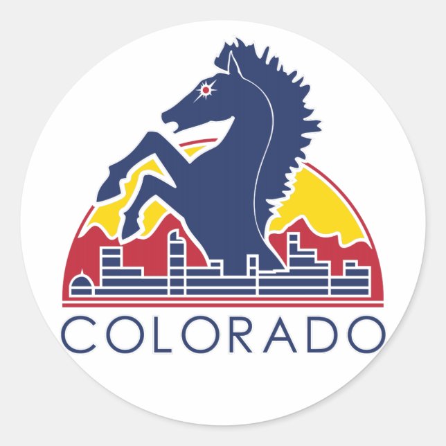 Pegatina Redonda Logo de Blue Horse Colorado (Anverso)