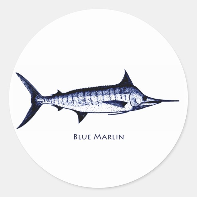Pegatina Redonda Logo de Blue Marlin (Anverso)