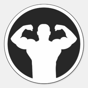 Pegatina Redonda Logo de Bodybuilding