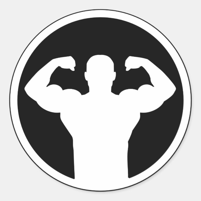 Pegatina Redonda Logo de Bodybuilding (Anverso)
