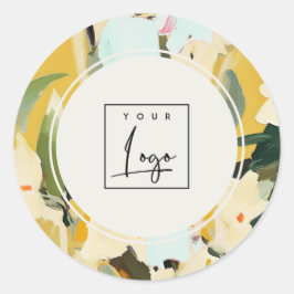 Pegatina Redonda Logo de Boho Colorful Yellow Ochre Pintado