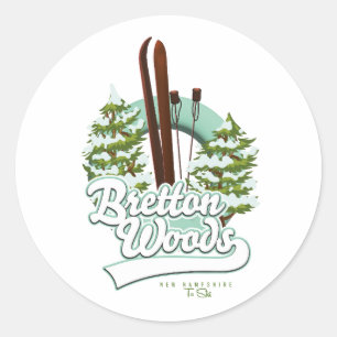 Pegatina Redonda Logo de Bretton Woods New Hampshire