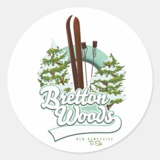 Pegatina Redonda Logo de Bretton Woods New Hampshire