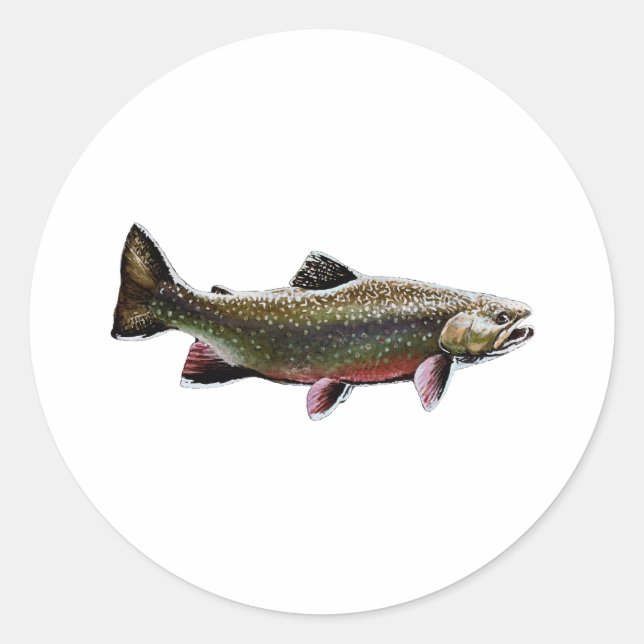 Pegatina Redonda Logo de Brook Trout (Natación) (Anverso)