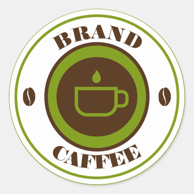 Pegatina Redonda Logo de café de nombre personalizado (Anverso)