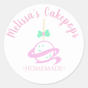 Pegatina Redonda Logo de Cakepop Rasta panadería casera Swirls