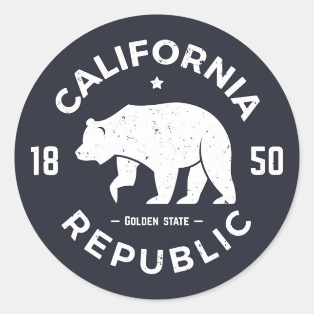 Pegatina Redonda Logo de California | Estado de Oro (Anverso)