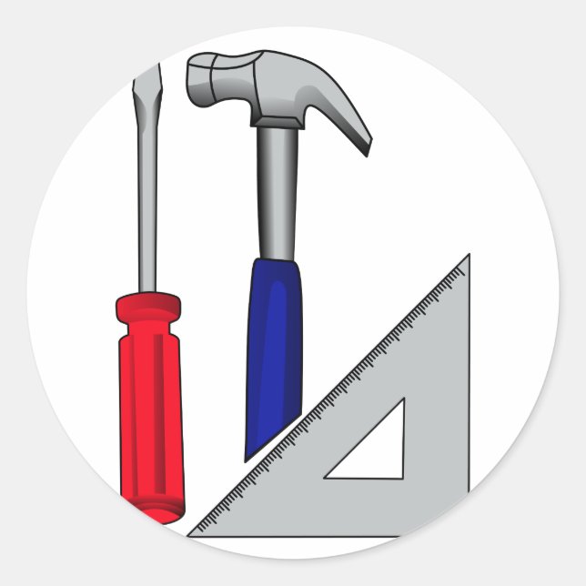 Pegatina Redonda Logo de carpintería (Anverso)