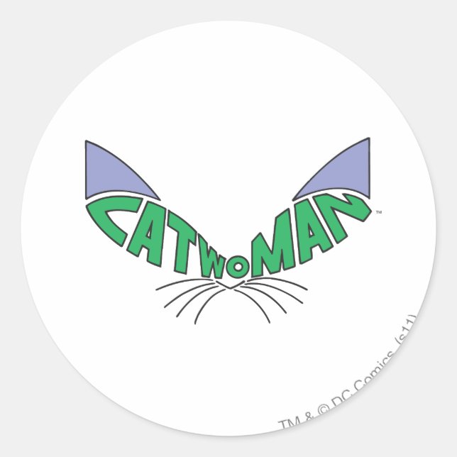 Pegatina Redonda Logo de Catwoman Green (Anverso)
