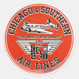 Pegatina Redonda Logo de Chicago y Southern Air Lines