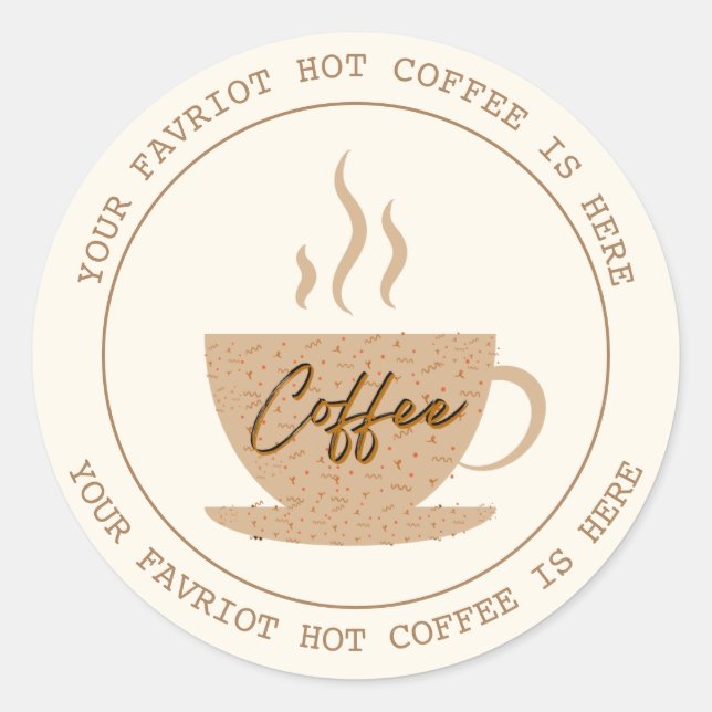 Pegatina Redonda Logo de Coffee Shop Professional (Anverso)