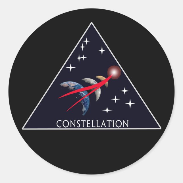 Pegatina Redonda Logo de constelación del proyecto de la NASA (Anverso)