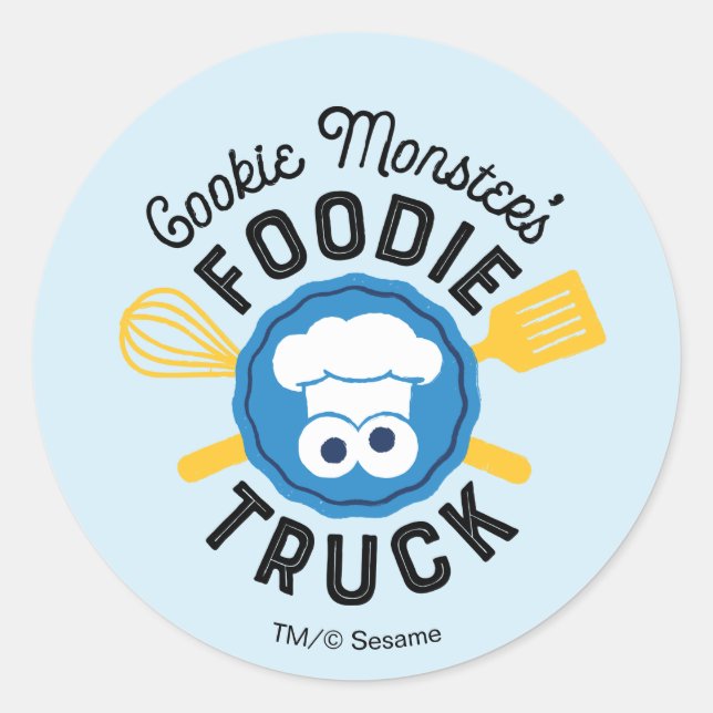 Pegatina Redonda Logo de Cookie Monster's Foodie Truck (Anverso)