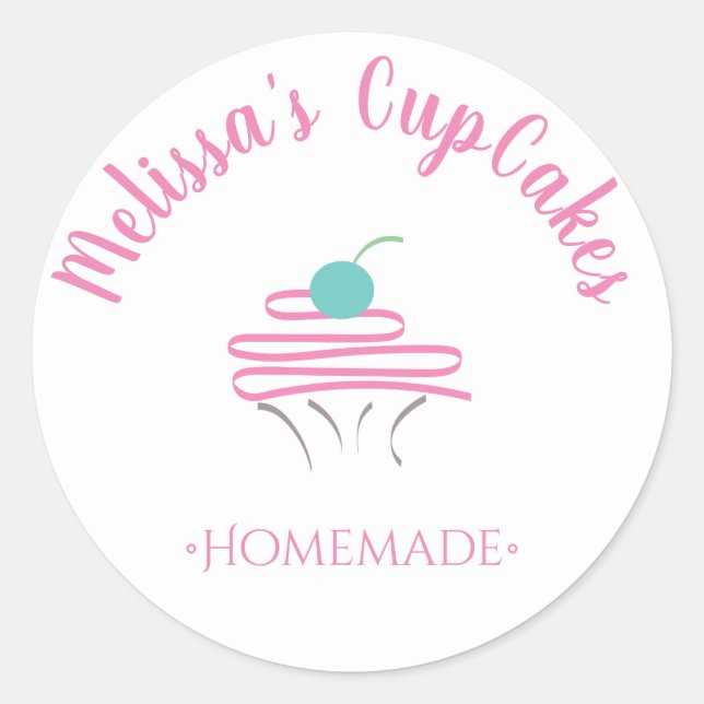 Pegatina Redonda Logo de CupCake Panadería casera Whisk (Anverso)