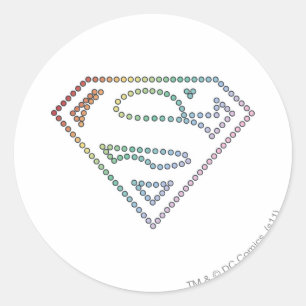 Pegatina Redonda Logo de esquema de arco iris de superchica