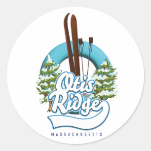Pegatina Redonda Logo de esquí de Otis Ridge Massachusetts
