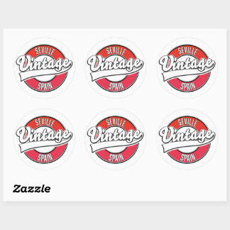 Pegatina Redonda Logo de estilo retro de españa de Sevilla