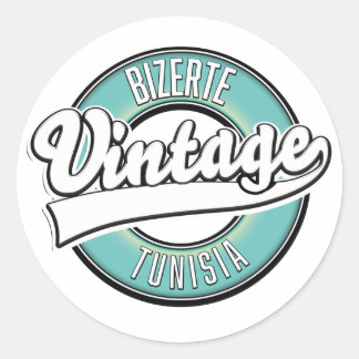 Pegatina Redonda Logo de estilo vintage de Bizerte tunisia