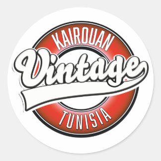 Pegatina Redonda Logo de estilo vintage de Kairouan tunisia