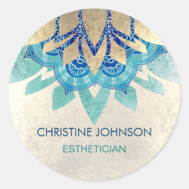 Pegatina Redonda Logo de faux gold verde azulado azul