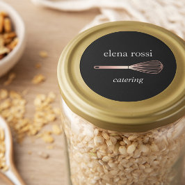 Pegatina Redonda Logo de Faux Rosa Gold Whisk | Chef Caterer Baker