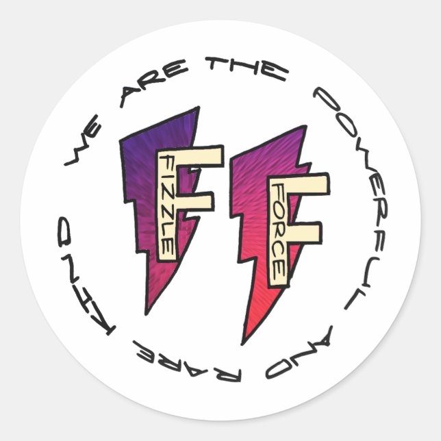 Pegatina Redonda Logo de Fizzle Force (Anverso)