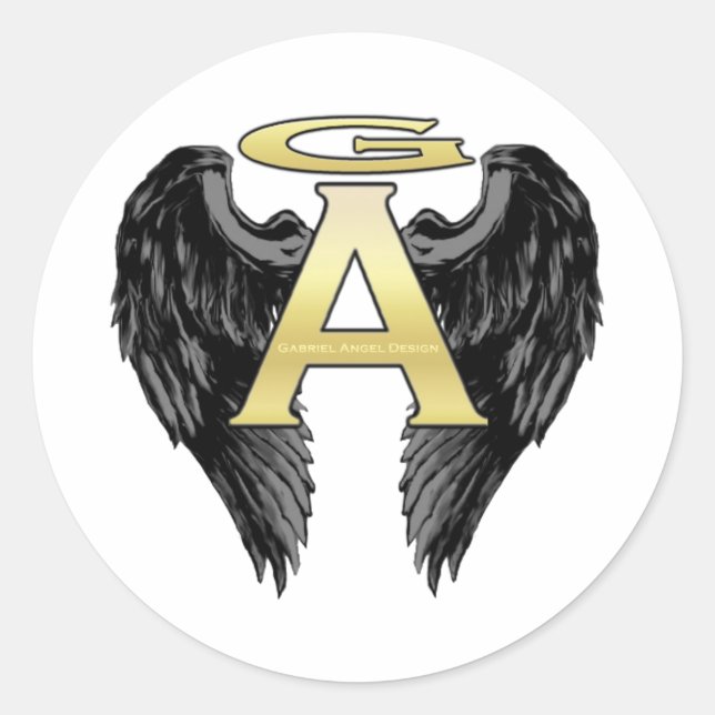 Pegatina Redonda Logo de Gabriel Angel Design Wings (Anverso)