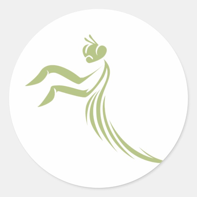 Pegatina Redonda Logo de Green Praying Mantis (Anverso)
