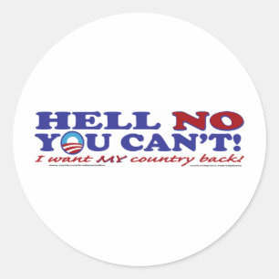 Pegatina Redonda Logo de Hell-No-with-Obama