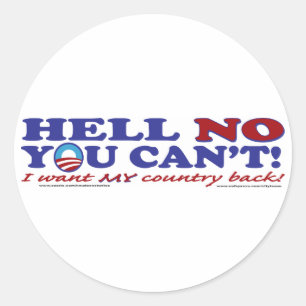 Pegatina Redonda Logo de Hell-No-with-Obama