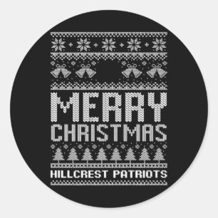 Pegatina Redonda Logo de Hillcrest Patriots Feliz Navidad Feo Sudor