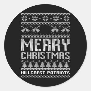 Pegatina Redonda Logo de Hillcrest Patriots Feliz Navidad Feo Sudor