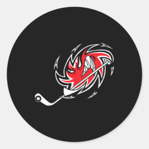 Pegatina Redonda Logo de Hockey de Tormenta Huracán Monstruo