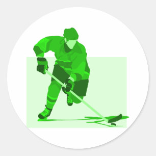 Pegatina Redonda Logo de Hockey Verde