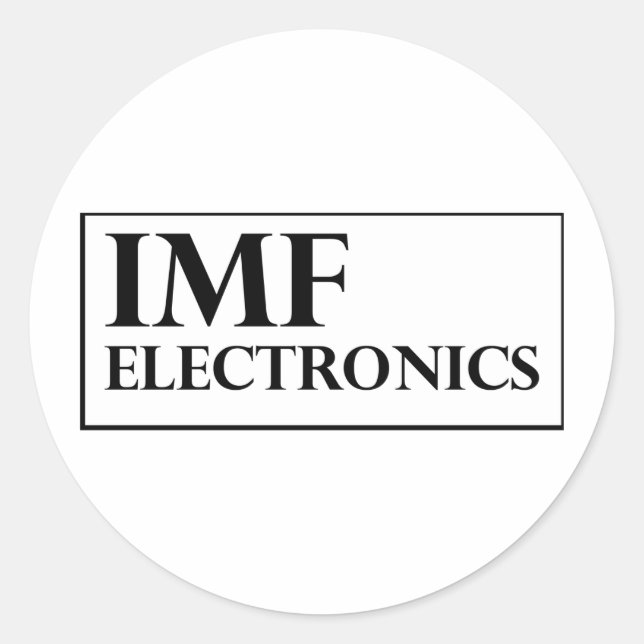 Pegatina Redonda Logo de IMF Electronics (Anverso)