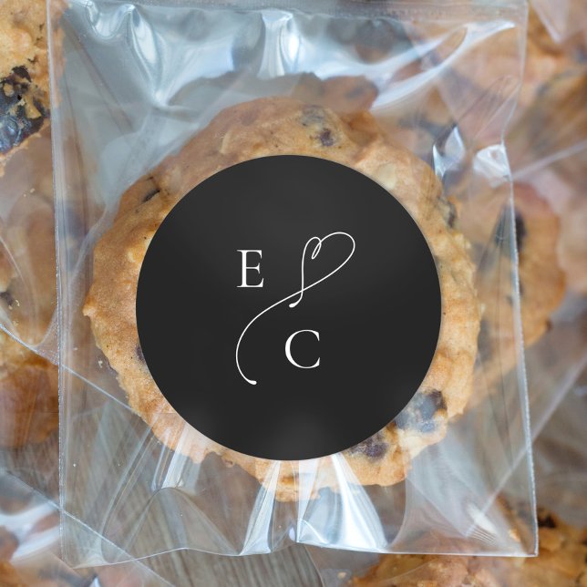 Pegatina Redonda Logo de Iniciales de Parejas Modernas Monogramadas (Subido por el creador)