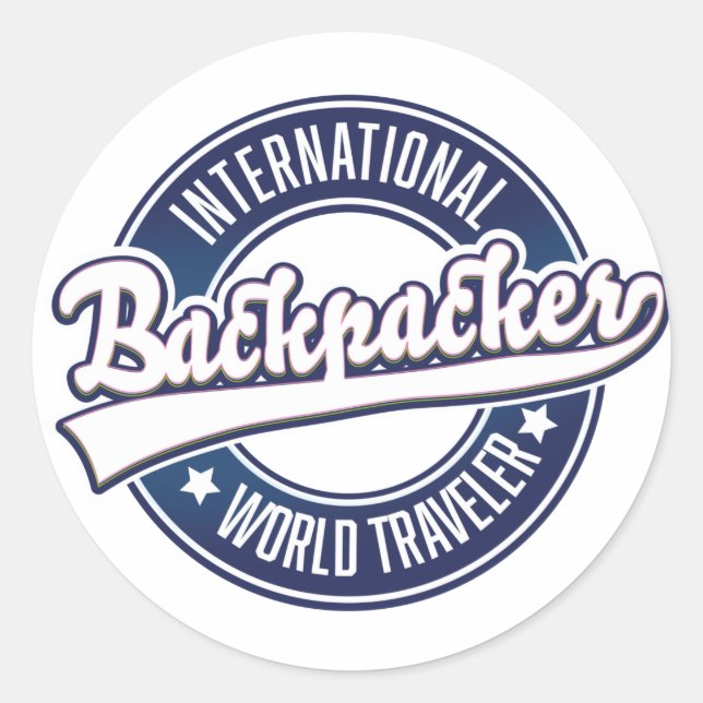 Pegatina Redonda Logo de International Backpacker Word Traveler (Anverso)