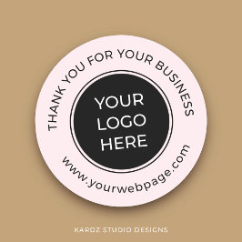 Pegatina Redonda Logo de IPnk Black Gracias a negocios