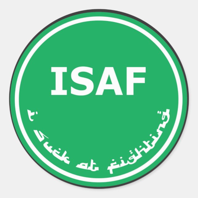 Pegatina Redonda Logo de ISAF (Anverso)