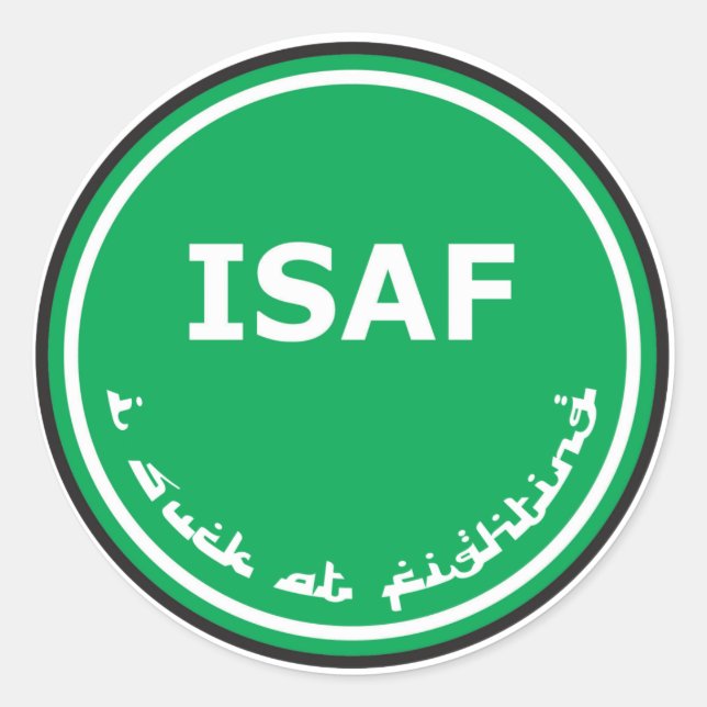 Pegatina Redonda Logo de ISAF (Anverso)
