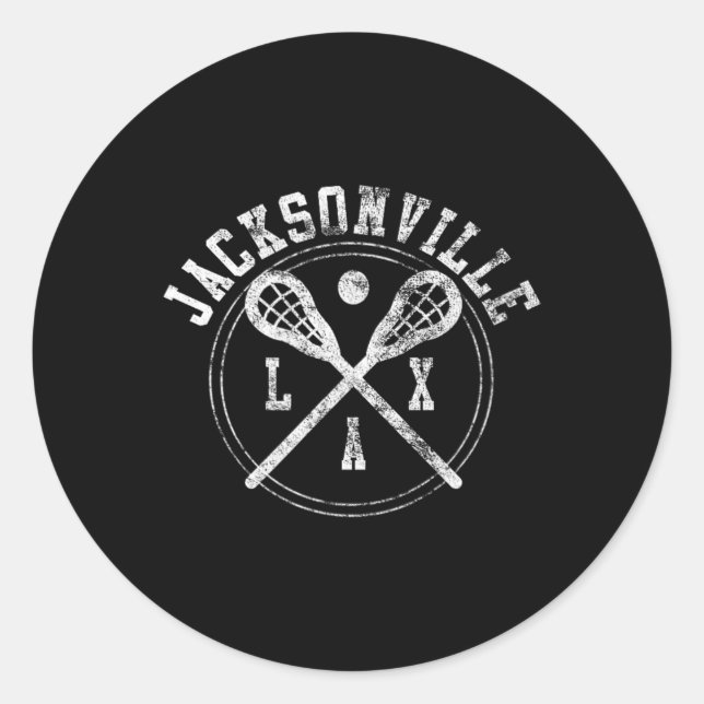Pegatina Redonda Logo de Jacksonville Lacrosse Lax (Anverso)