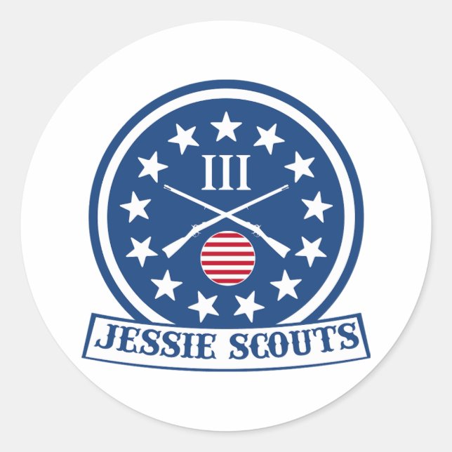 PEGATINA REDONDA LOGO DE JESSIE SCOUTS (Anverso)