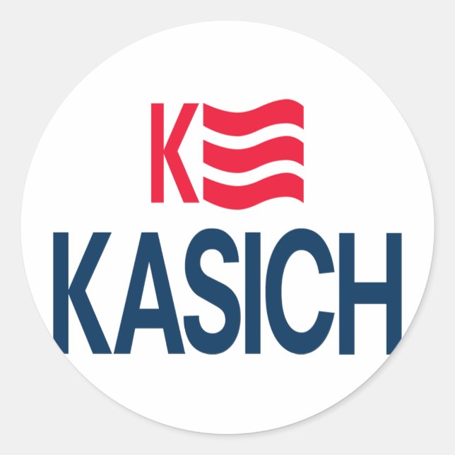 Pegatina Redonda Logo de Kasich (Anverso)