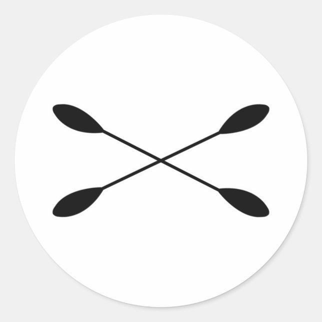 Pegatina Redonda Logo de Kayak Paddles cruzado (Anverso)