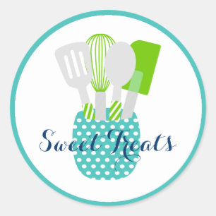 Pegatina Redonda Logo de Kitchen Utensil Baked Goods