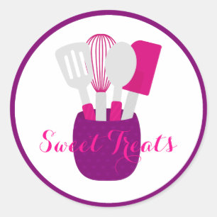 Pegatina Redonda Logo de Kitchen Utensil Baked Goods