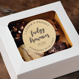 Pegatina Redonda Logo de Kraft Home Bakery moderno Brownies caseros