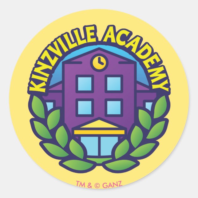 Pegatina Redonda Logo de la Academia de Kinzville (Anverso)