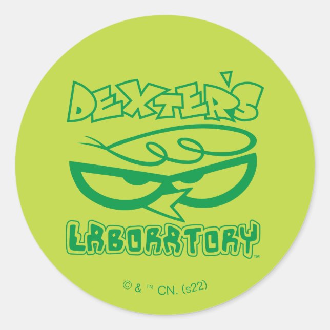 Pegatina Redonda Logo de la cara de laboratorio de Dexter (Anverso)